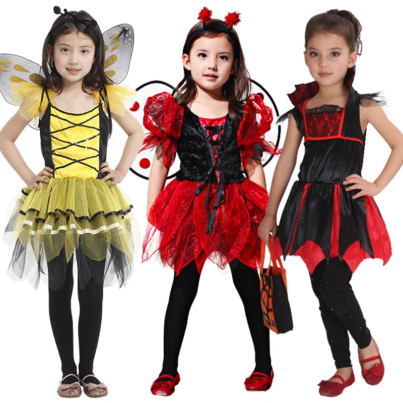 

Anime Bee Wings+Tutu Skirts Yellow Red Costumes Pumpkin Bag Gift for Kids Girls Cute Party Fancy Dress