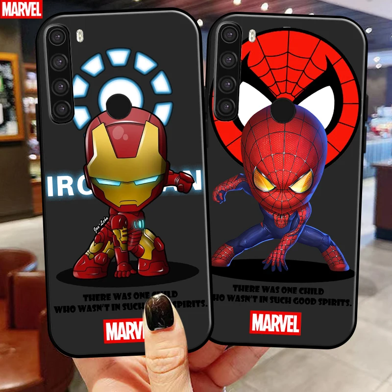 

Marvel Cartoon Iron Man Spiderman For Xiaomi Redmi Note 8 8T 8 Pro For Redmi 8 8A Phone Case Black Soft Silicone Cover Funda
