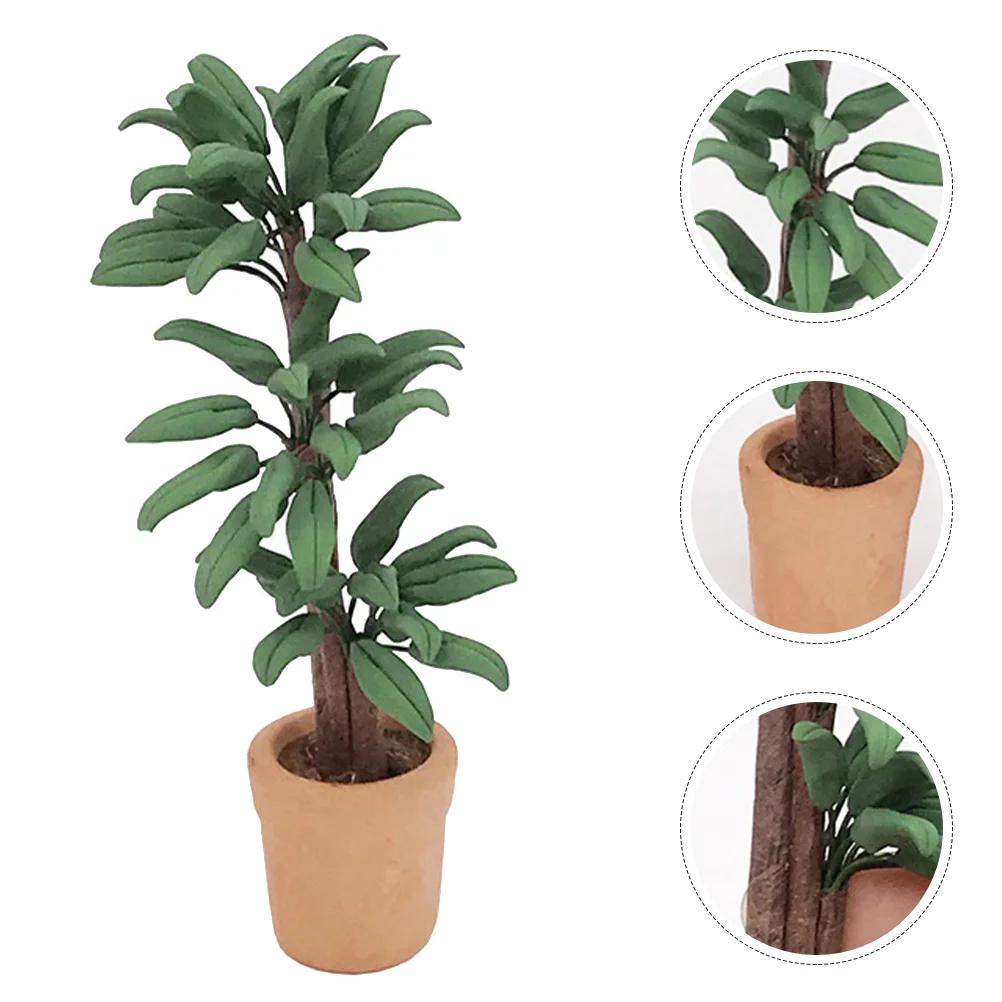 

2 Pcs Plants Miniature Potted House Decoration Bonsai Tiny Resin Prop Artificial