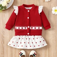 baby girl outfit baby girl clothes set love print sleeveless baby dresslace flying sleeve coats 2pcs sets princess dress 0 3y