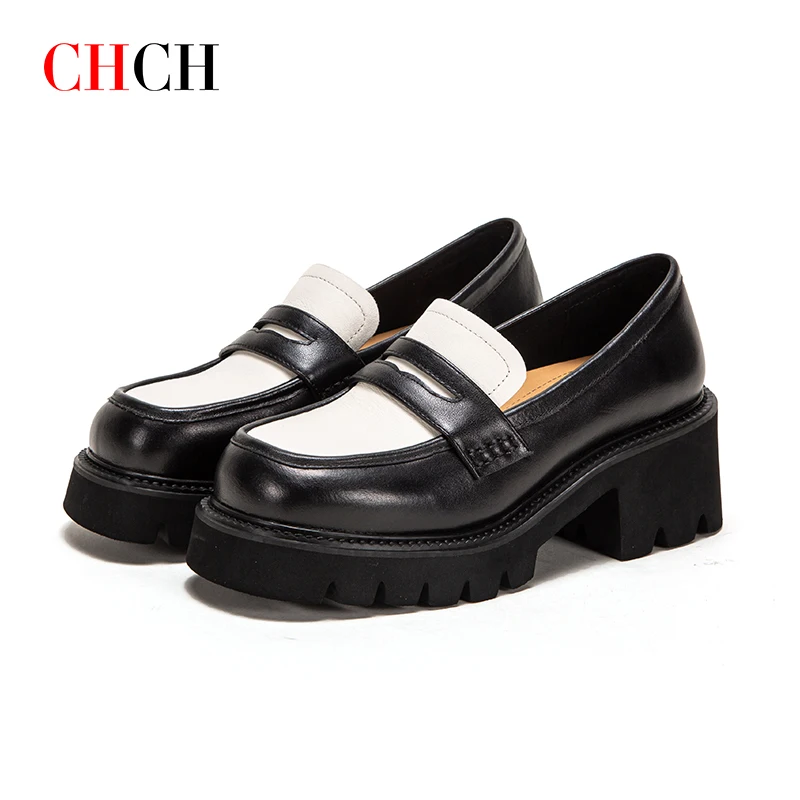 

CHCH 2023 New Women's Women's Pumps lolita Cowhide High-heeled Shoes Corrective Shaping Balance Thick Bottom Women's Loafers