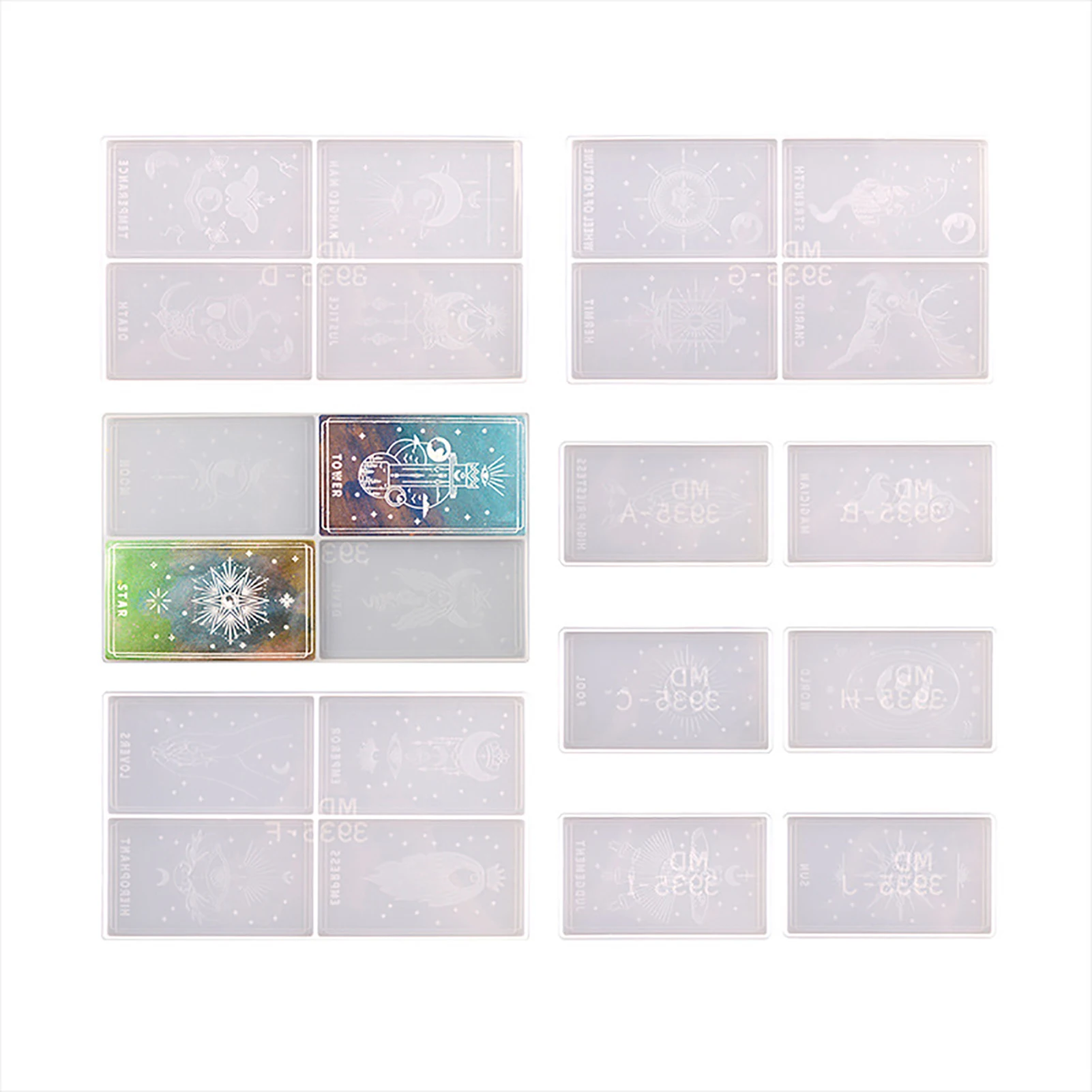 

10 Pcs Silicone Mold Soft Tarot Mold Tarot Cards Resin Molds DIY Crystal Epoxy Tarot Brand Mirror Silicone Mold For Pendant Jewe