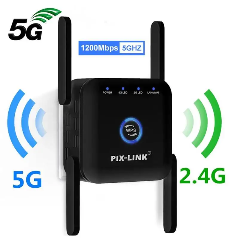 

Wireless WiFi Repeater 5Ghz Wi Fi Booster 2.4G 5G Wi-Fi Amplifier 1200Mbps Access Point 5 Ghz Signal Network Long Range Extender