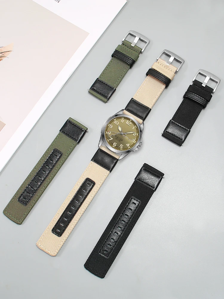 Фото Strap Is Suitable for Haiou Volunteer May Fourth Military Watch 6109/6106/6107 Khaki Nylon Watch Strap 24mm. №2