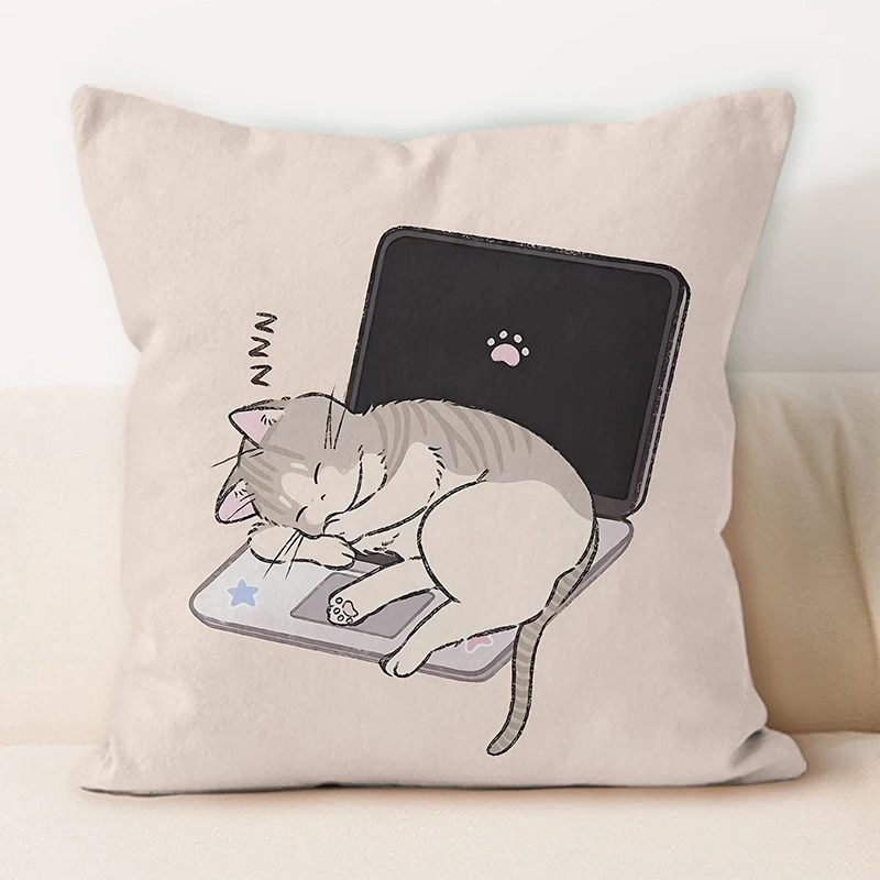 

"Adorable Cartoon Cat Series Throw Pillow Covers"