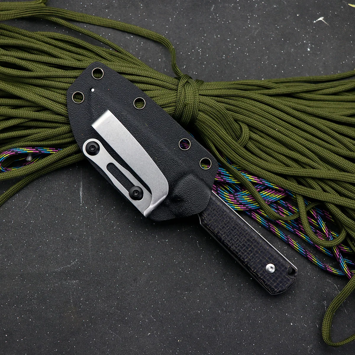 JUMCSONG 3 2-дюймовый компактный прямой нож D350 со встроенной стальной пластиной D2