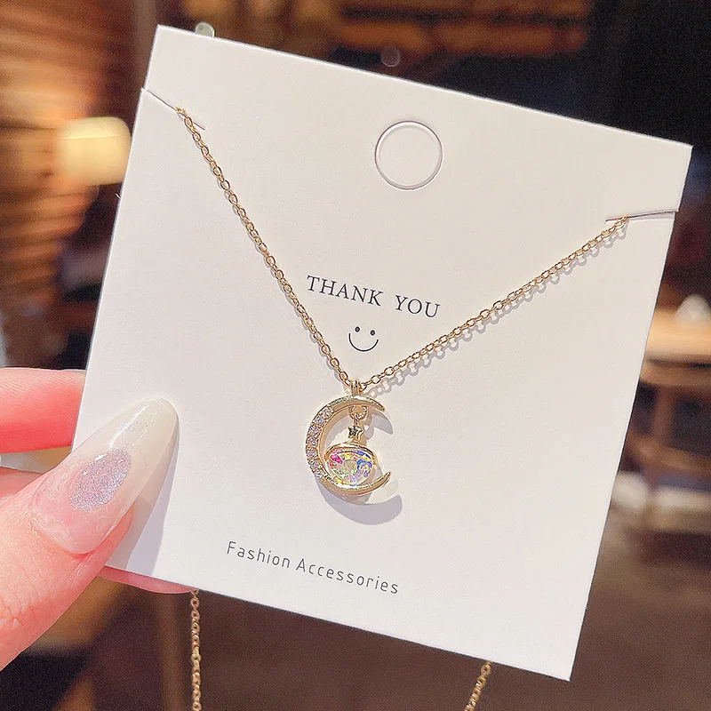 

Charm Moon Necklaces For Women Crystals Asterism Pendant Necklace 2022 New Luxury Clavicle Chain Fashion Jewelry Wholesale