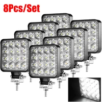 8642pcs mini led work light square spotlight 48w car headlight for truck offroad fog lamp 1224v night drive working lights
