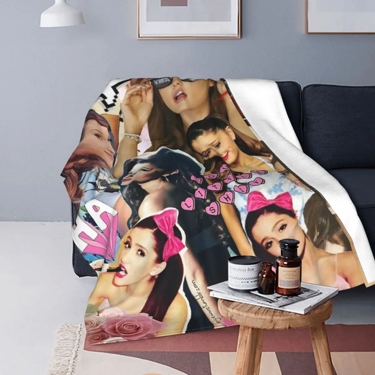 

Одеяло Ariana Grande с коллажем, Фланелевое летнее теплое покрывало в клетку для кровати, путешествий