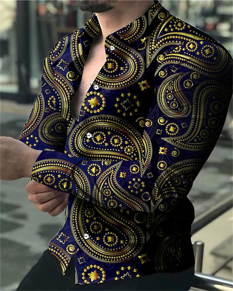 

Luxury Fashion Men's Oversized Shirts Single Breasted Casual 3D Printed Long Sleeve Top Men's Hawaiian Party Cardigan S-6XL