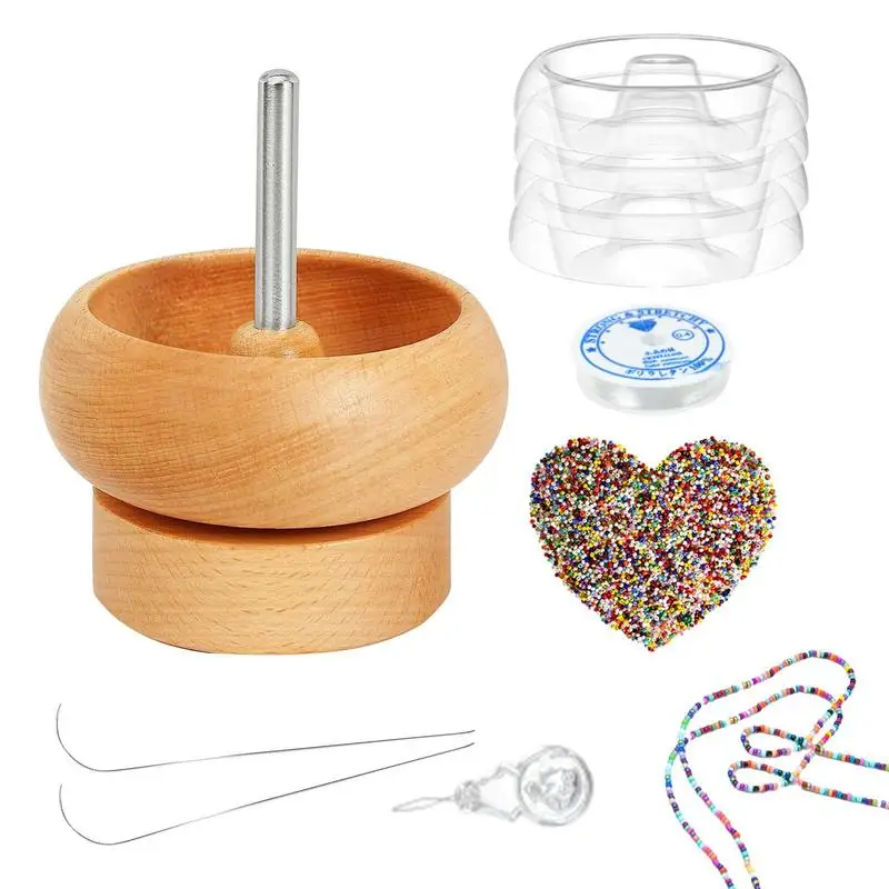 

Bead Spinner Bowl Waist Bead Spinner and Beads Kit with 4 Bowls 2 Needles and 1000Pcs Beads Clay Bead Spinner for DIY Craft