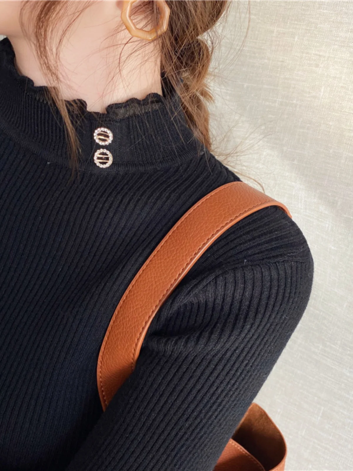 Белая нижняя рубашка с высоким воротником женская осенне-зимняя в стиле вестерн