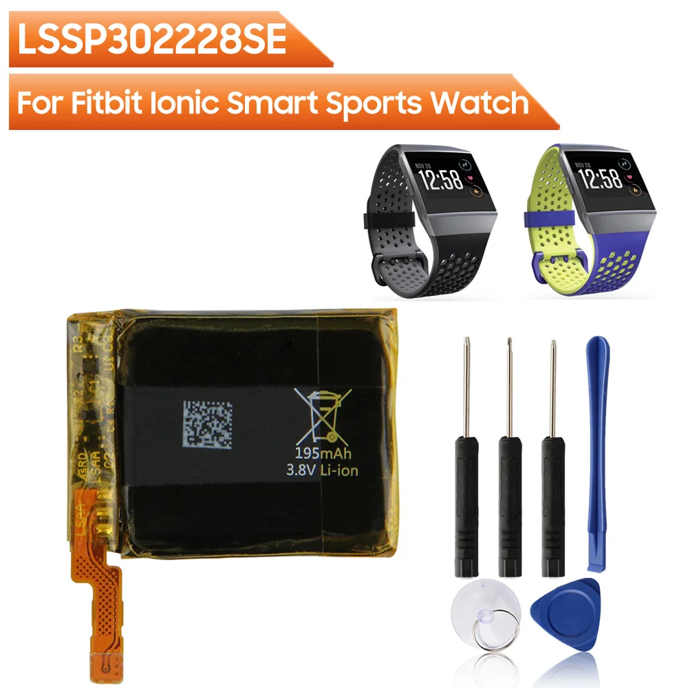 Original Replacement  Battery LSSP302228SE For Fitbit Ionic Smart Sports Watch Rechargeable Battery 195mAh With Tools