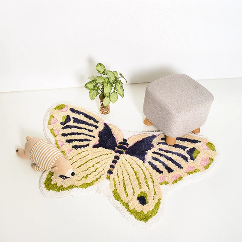 

Irregular Butterfly Area Rug for Children's Room Living Room Bedroom Cartoon Carpet Floor Mat Anti-slip Home Bathroom Rug