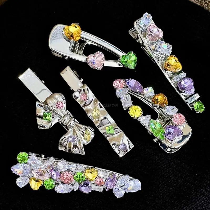 Unique Design Metal Lava Hairpin Women's Personality Crystal Side Clip Bangs Hairpin Exaggerated Hair Ornament Female Headwear