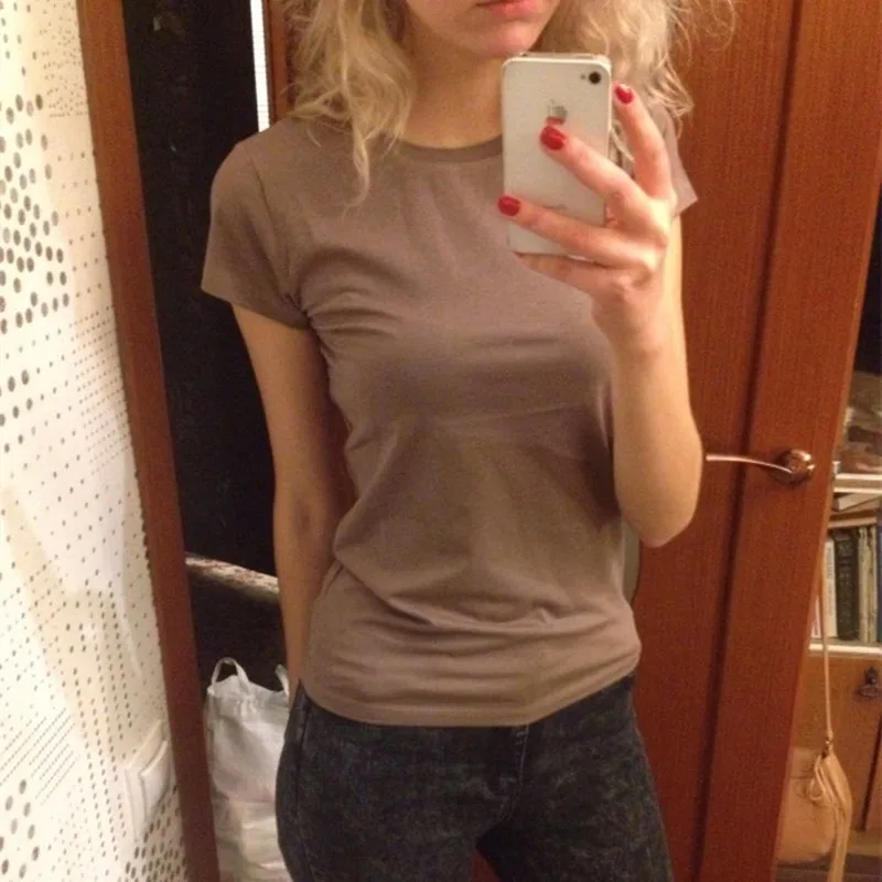 Модная серая женская футболка с коротким рукавом, футболка, футболка, женская одежда, простой летний топ в стиле Харадзюку