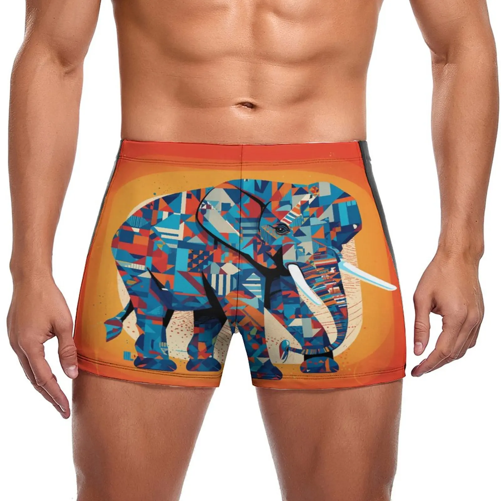 

Плавательные Трусы со слоном, граффити, трендовые эластичные боксеры для плавания, тренировочный мужской купальник пуш-ап