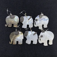 exquisite natural shell elephant pendant 52x53mm inlaid rhinestone charm fashion jewelry making diy necklace earring accessories