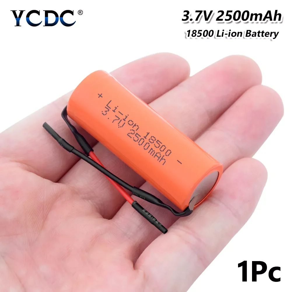 

2500mAh Batteries Rechargeable 18500 Li-ion Battery With Connection Wires For Audio RC Toy Torch Batteries Flat Top