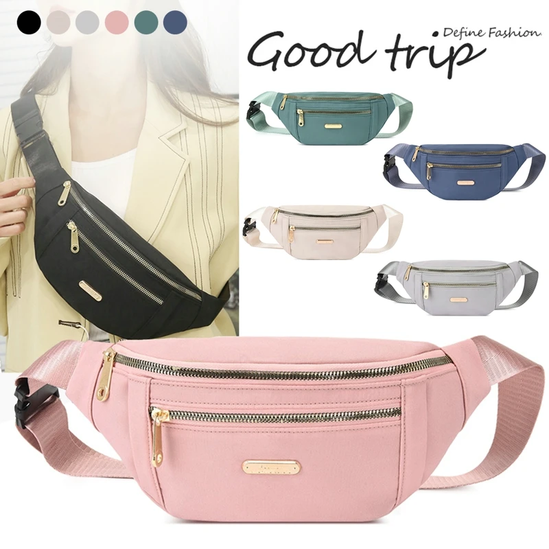 

Large Capacity Waist Packs Shoulder Bags Oxford Cloth Adjustable Buckle Strap Women Makeup Phone Pouch Travel Bag Zipper Handbag