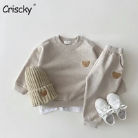 criscky 2022 spring new baby clothes cute bear newborn sets long sleeve tees and pants 2pcs cotton o neck pullover toddler set