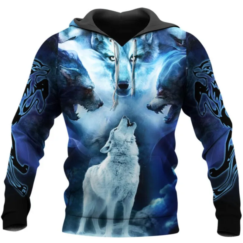 

Fashion Wolf Tattoo 3D Print Hoodie New Long Sleeve Sweatshirt Street Hip Hop Element Zipper Hoodie