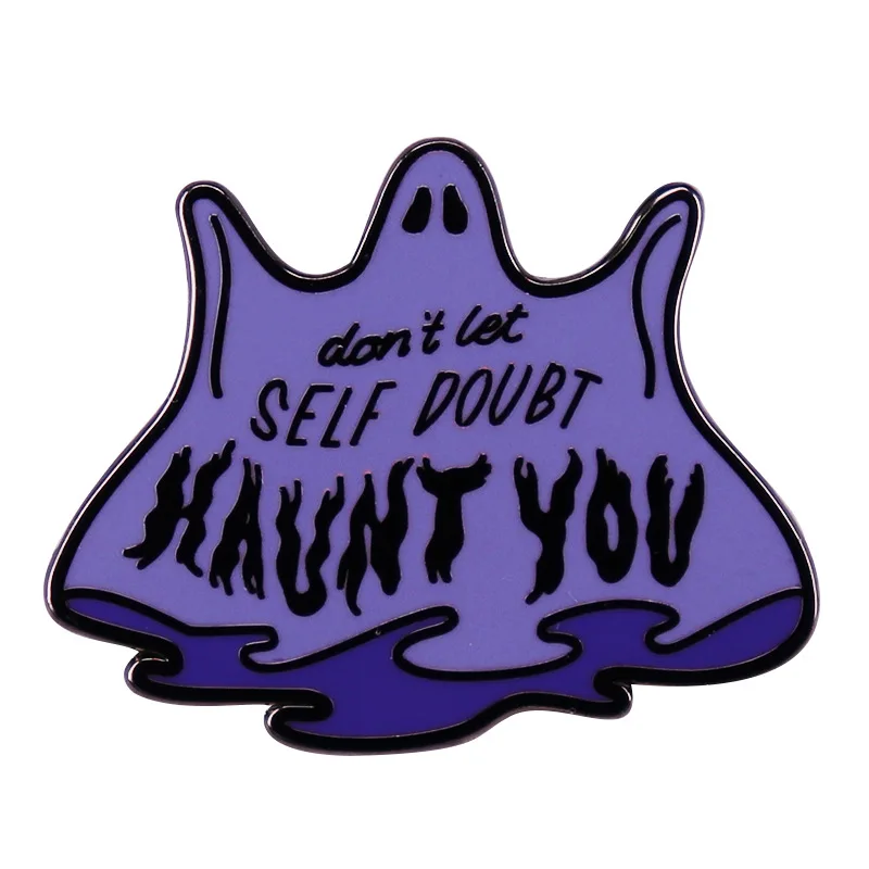 

Don't Let Self Doubt Haunt You Purple Ghost Mental Health Awareness Metal Enamel Clothes Hat Bag Coats Lapel Badge Brooch Pin