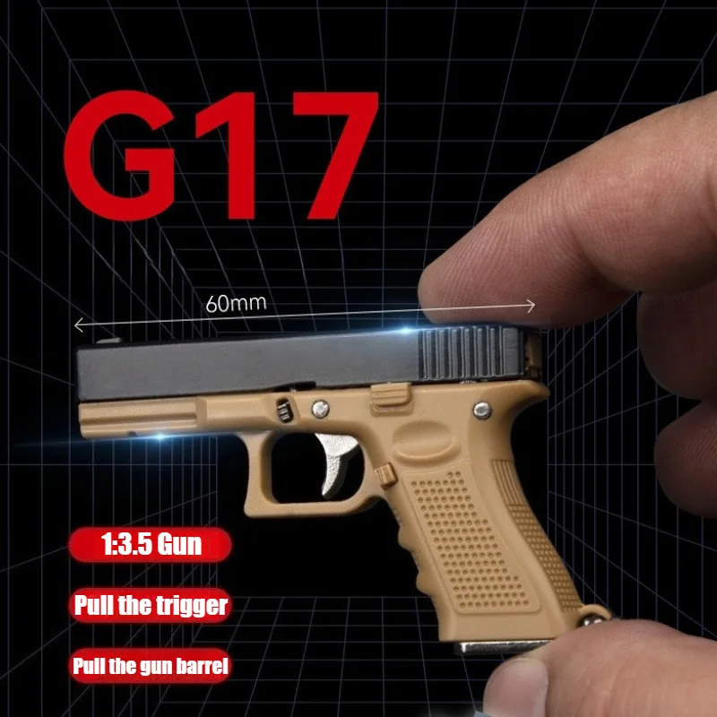 Фото Новинка 2026, модель пистолета G17 1:3,5, брелок из полусплава, подарочные игрушки, подвесные украшения, ремесла, фигурки и миниатюры, прямые продажи с фабрики №1