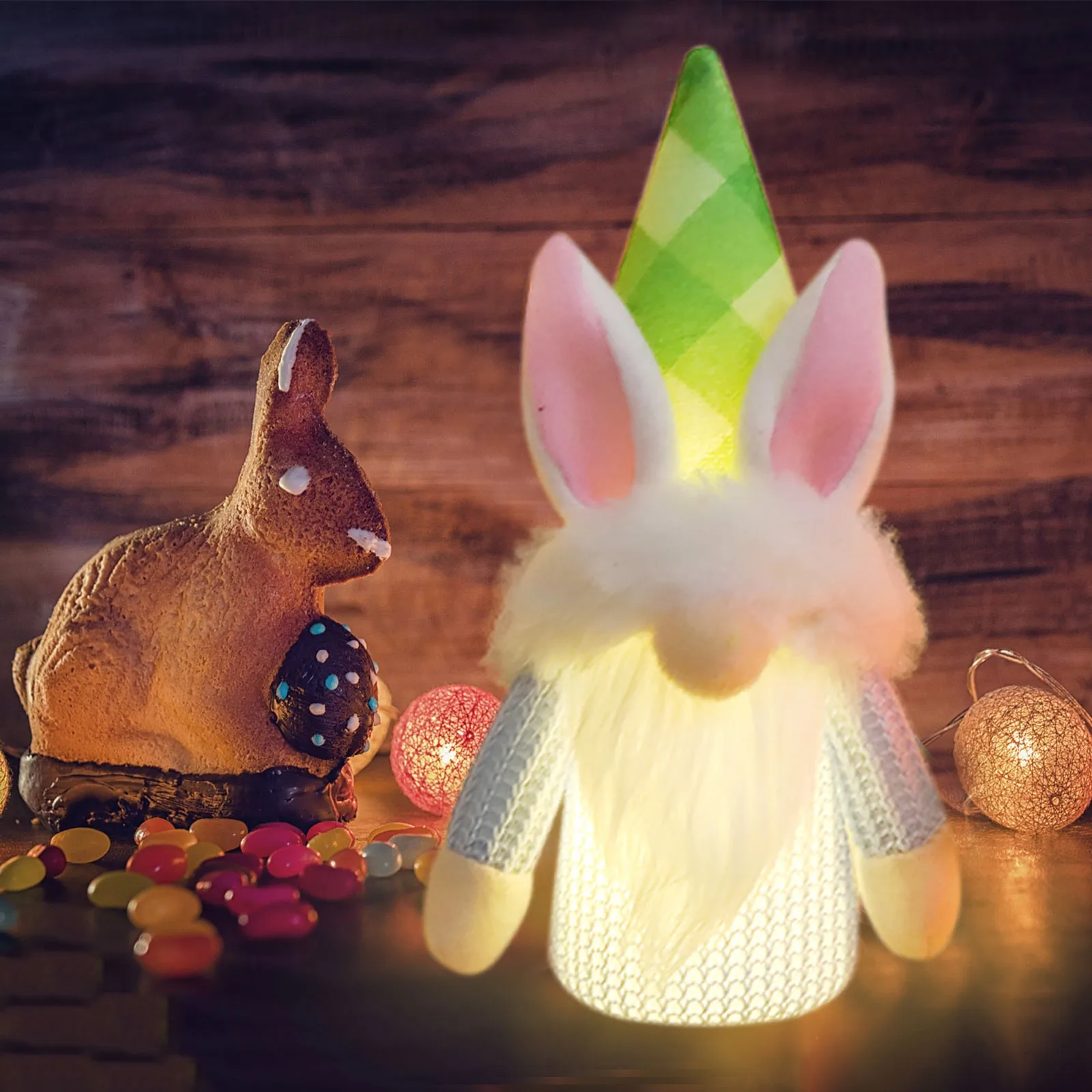 

Пасхальные украшения 2022, куклы Гном с заячьими ушками светильник ативный подарок для детей, для праздника, вечеринки, домашний декор, прикро...