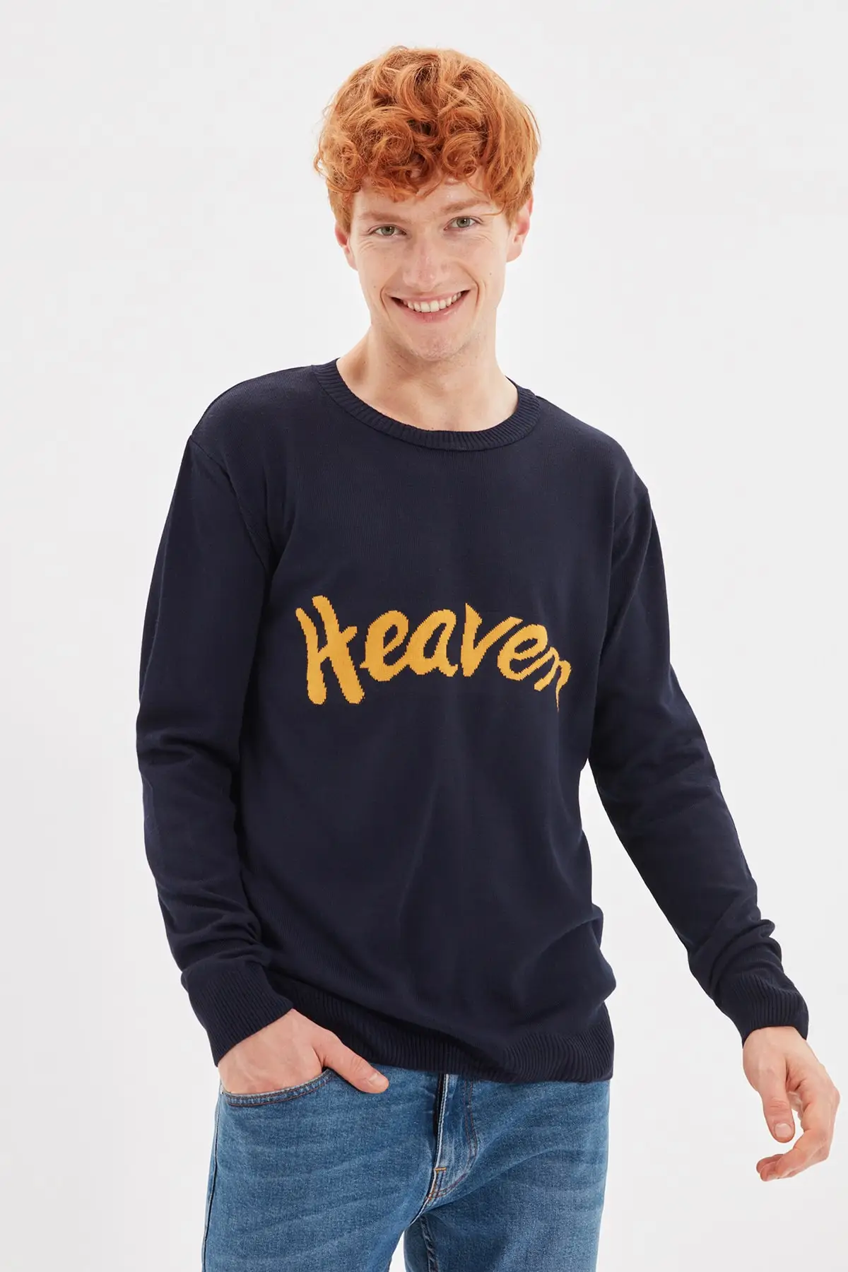 

Trendyol Male Bike Collar The Tagline Regular Fit Knitwear Sweater TMNAW22KZ0155