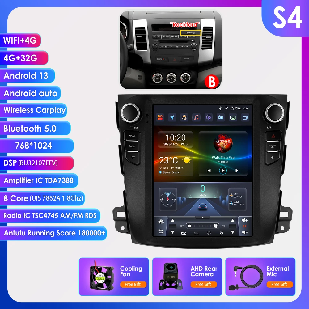 

Hizpo 9,7 "Автомагнитола для Mitsubishi Outlander XI 2 2008 - 2011 Беспроводная CarPlay Android Автомобильная интеллектуальная система Авторадио 4G BT