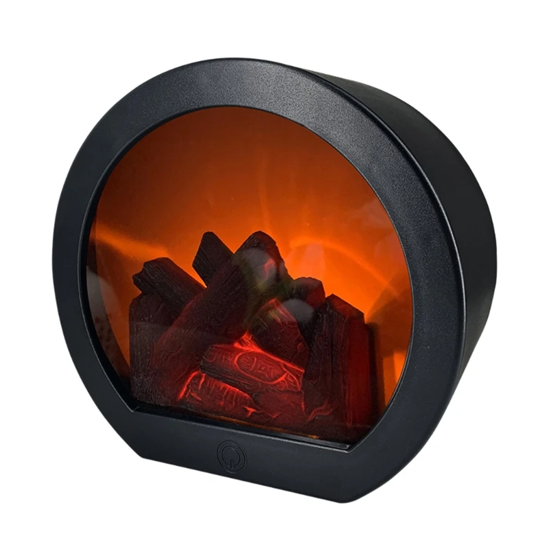 Flameless LED Simulation Flame Light Fireplace Fire Place Lantern Lamp for Christmas Halloween Indoor Room Atmosphere