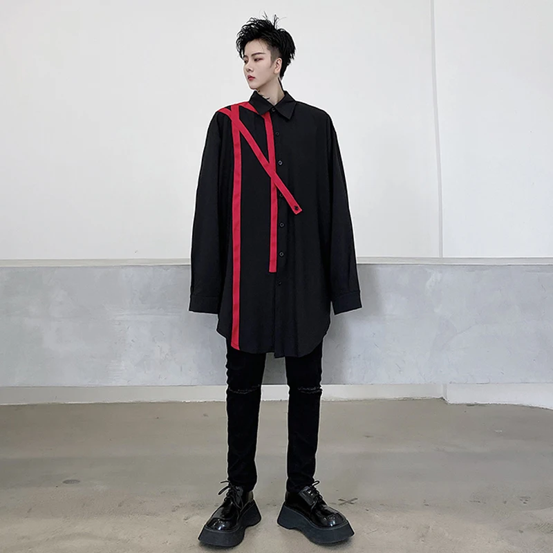 Long Sleeve Harajuku Shirt Men Japanese Fashion Trends Streetwear Top Teenage High Street Style Buttons Up Blouses Punk Clothing