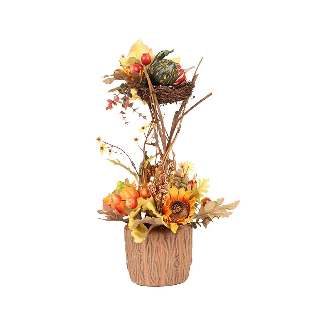 

Autumn Colors Pumpkin Sun Flower Pot Decoration Festive Home Decoration