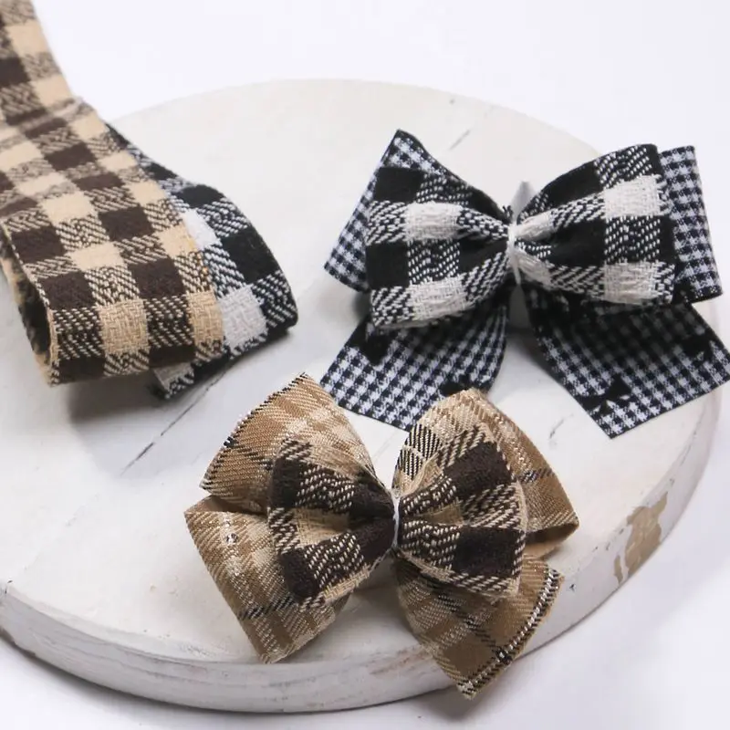 

Kewgarden Linen Cotton Plaid Ribbons 25mm 40mm 1" 1.5" DIY Hair Bows Accessories Make Materials Handmade Crafts Sew 10 Yards