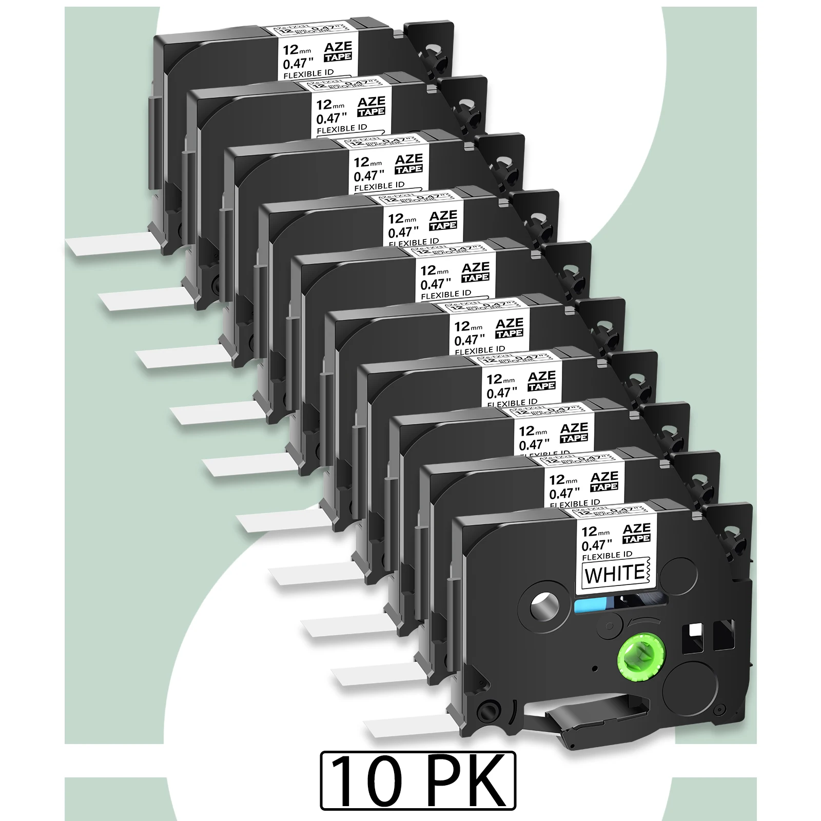 10PK 6/9/12/18/24 мм гибкий ID ламинат совместимый с Brother TZE-FX211 221 231 241 251 черный на белом для