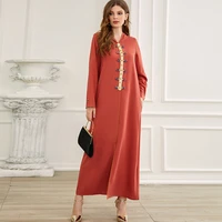 coral orange hand sewn diamond hood arabian elegant long dress 2022 new fashion ramadan dresses muslim dubai abaya middle east