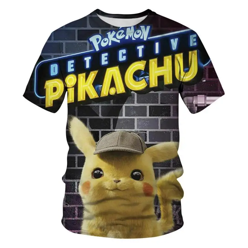 

5 Style Kawaii Pokemon Anime Pikachu Cute Cartoon Summer Boy Girl Round Neck Print Hip Hop 3D Short Sleeves Birthday Gift