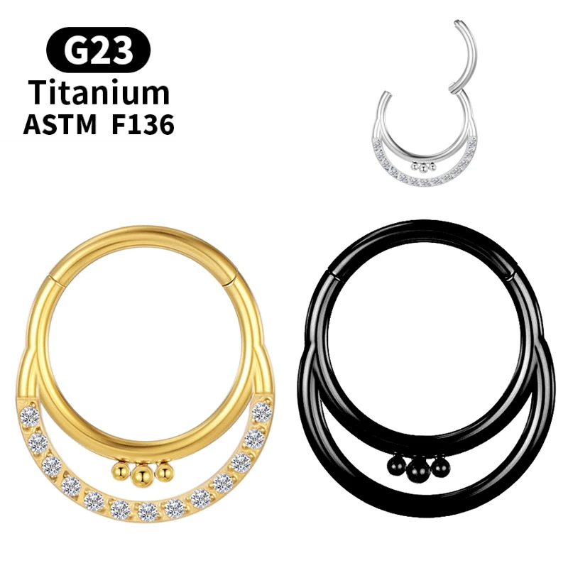 

Piercings Zircon Gold G23 Titanium Cartilage Nose Ring Hoop Jewelry for Women Tragus Diaphragm Earrings Helix Body Accessories