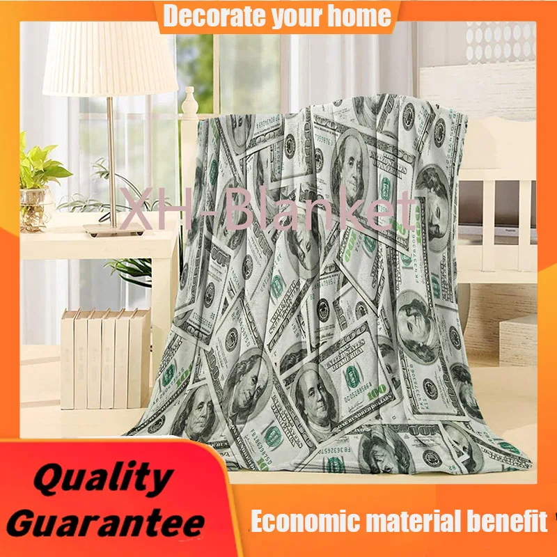 

Advancey 100 Dollar Bill Money Pattern Flannel Fleece Throw Blanket Lightweight Cozy Bed Sofa Blankets Super Soft Fabric