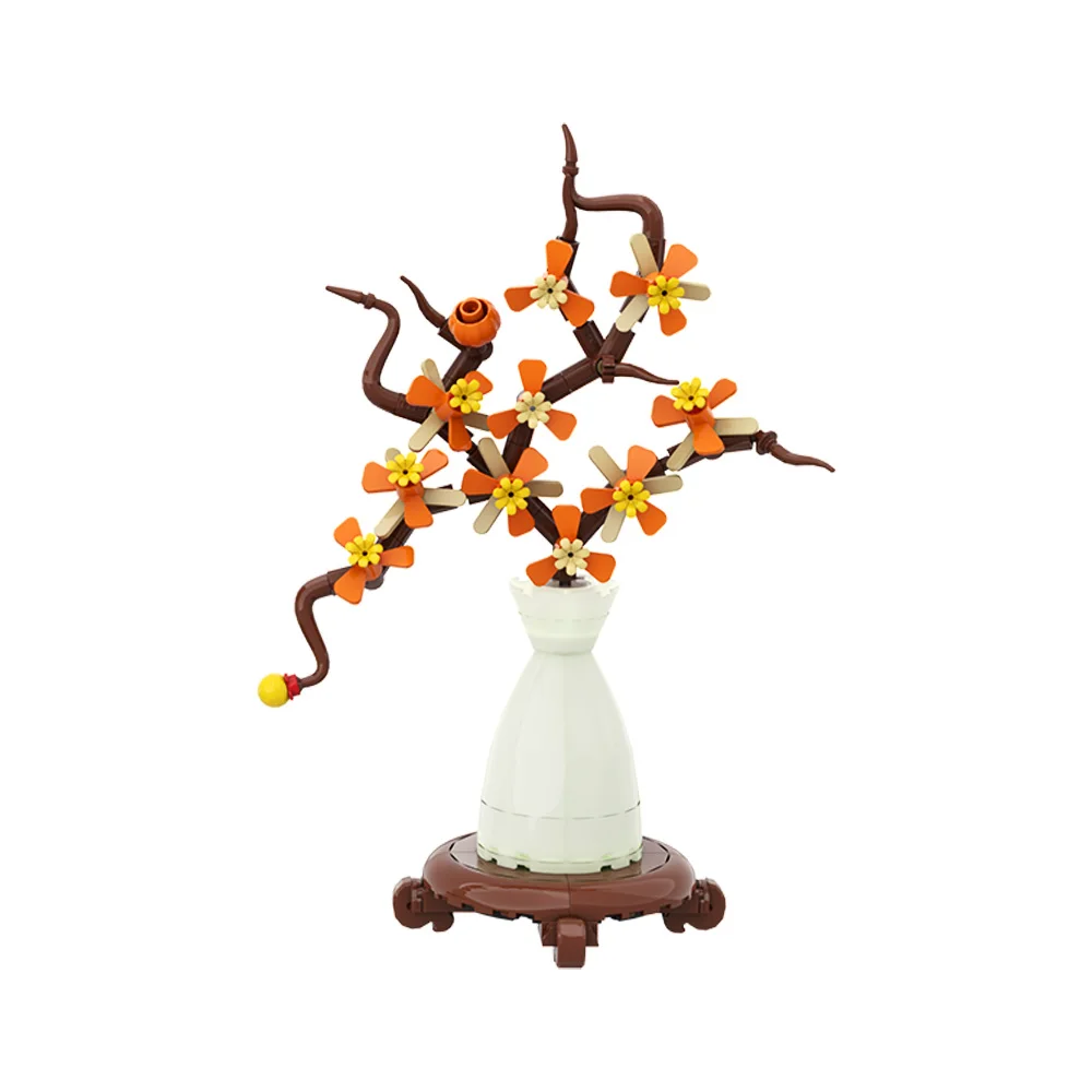 Фото Конструктор MOC «Бонсай Четыре Сезона»: Имитация цветов персика, лотоса, османтуса, сливы, сухоцветов. Игрушка-конструктор для взрослых, подарок. №5