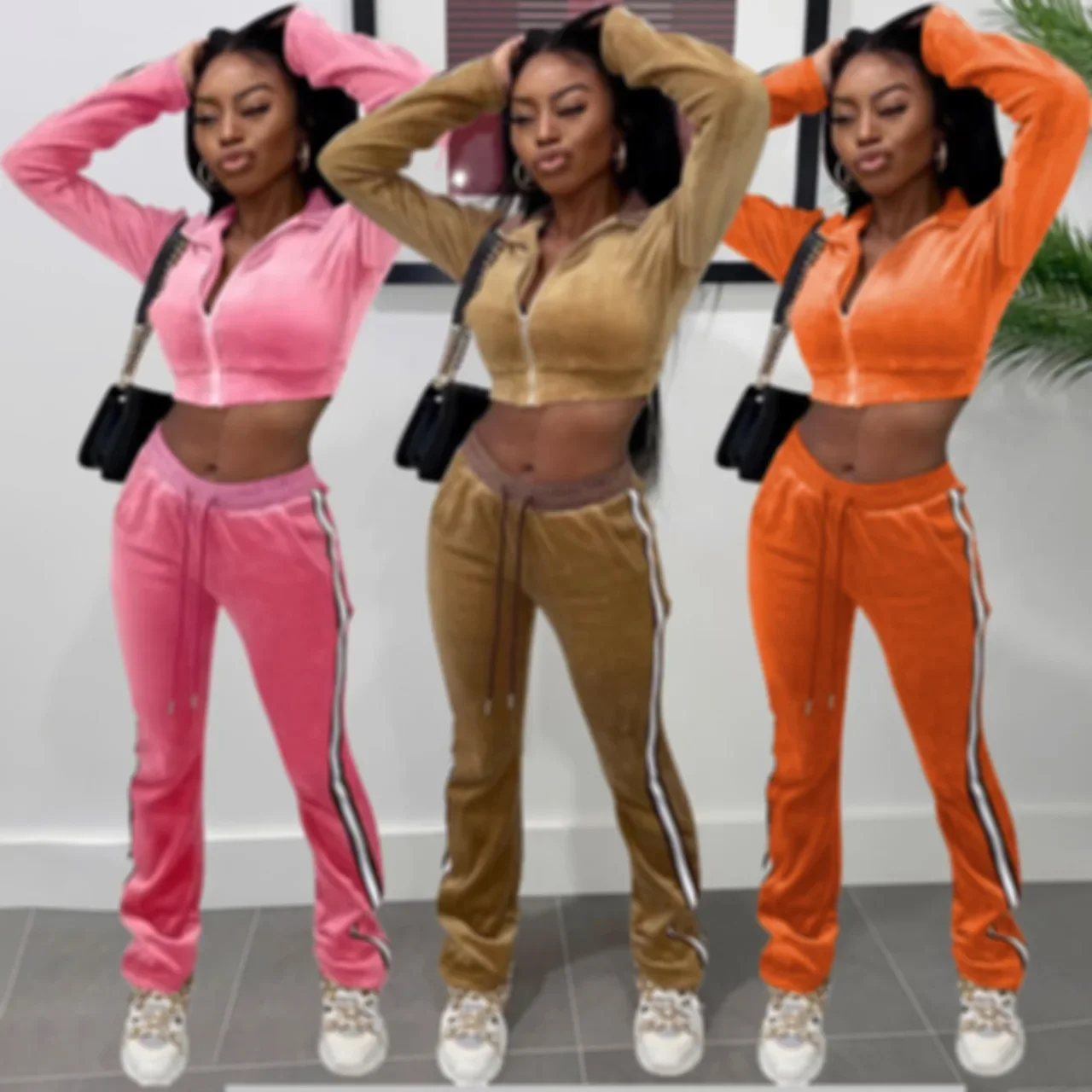 Осень/зима 2022 новый женский модный повседневный костюм толстовка на молнии с