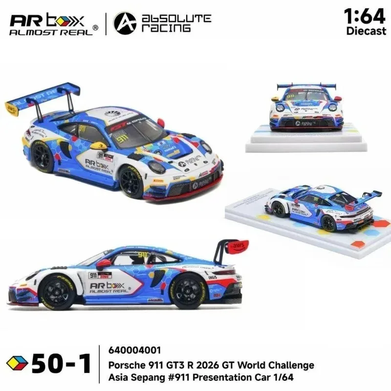 Модель автомобиля AR 1:64 Porsche 911 GT3 R World Challenge Asian Cup Sepang Station  Porsche 911 GT3-R Balongman Darica Station, подарок для мальчика (art.: 3920dbfebd1cc) - 3920dbfebd1cc