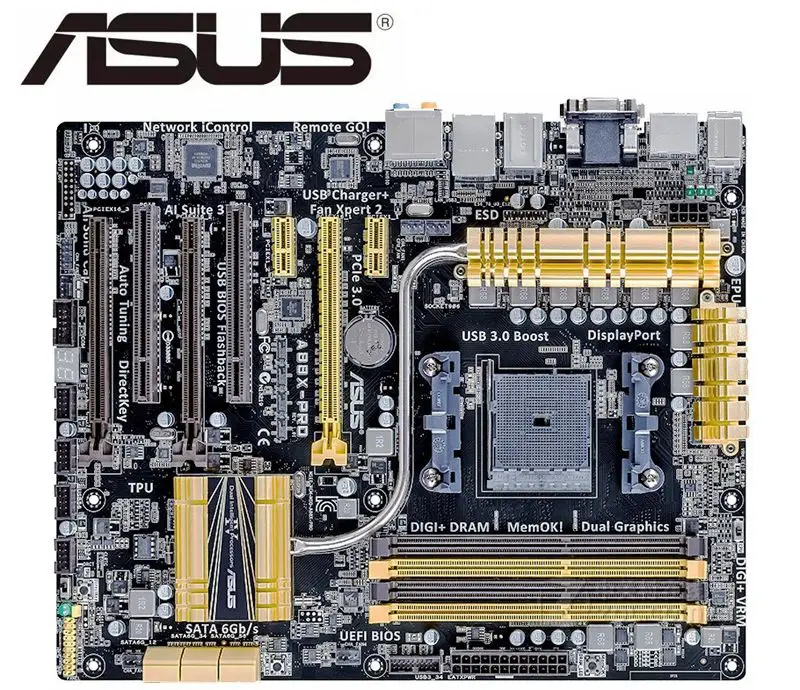 Материнская плата A88X для настольных ПК ASUS б/у материнская FM2/FM2 + DDR3 PCI-E 3 0 USB3.0 SATA3.0 |