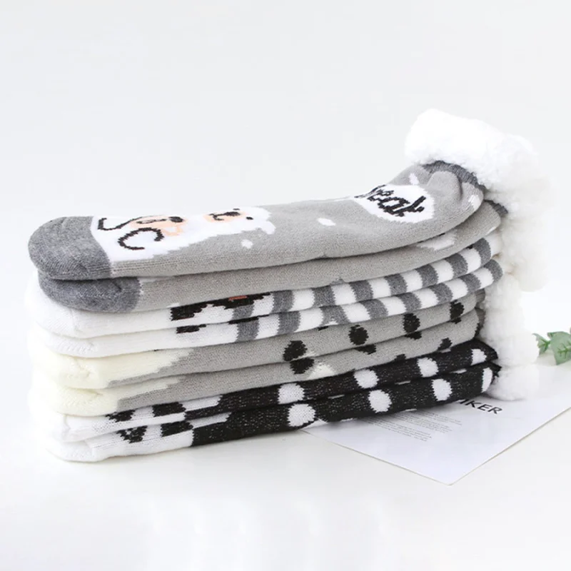 Home Floor Thicken Fluffy Fur Fleece Cotton Socks Winter Warm Slipper Socks Bed Sleeping Funny Animals Cute Sock Gift
