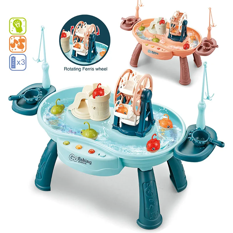 

Children Fishing Toy Set Electric Music Circulation Fishing Platform Early Education Play Water Games Toys For Kids Gift