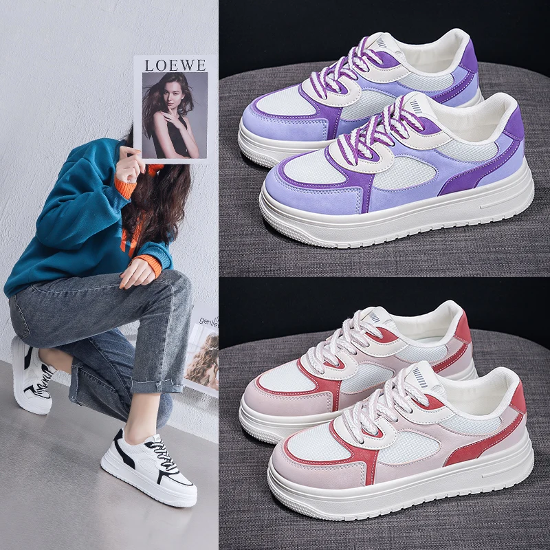 Кроссовки женские на платформе Вулканизированная подошва повседневная обувь из