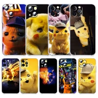 cute love pikachu pokemon for apple iphone 13 12 11 mini 8 7 6 5 xs xr x se 2020 pro max plus transparent phone case funda capa