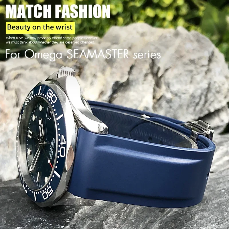 Фото Резиновые ремешки для часов 19 мм, 20 мм, 21 мм, 22 мм для Omega Seamaster Planet Ocean для Certina Seiko Hamilton, водонепроницаемый спортивный ремешок для часов №1