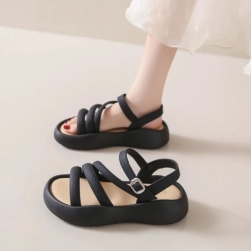

Summer Wedges Flat Sandals Women Open Toe Belt Casual Beach Shoes With Platform